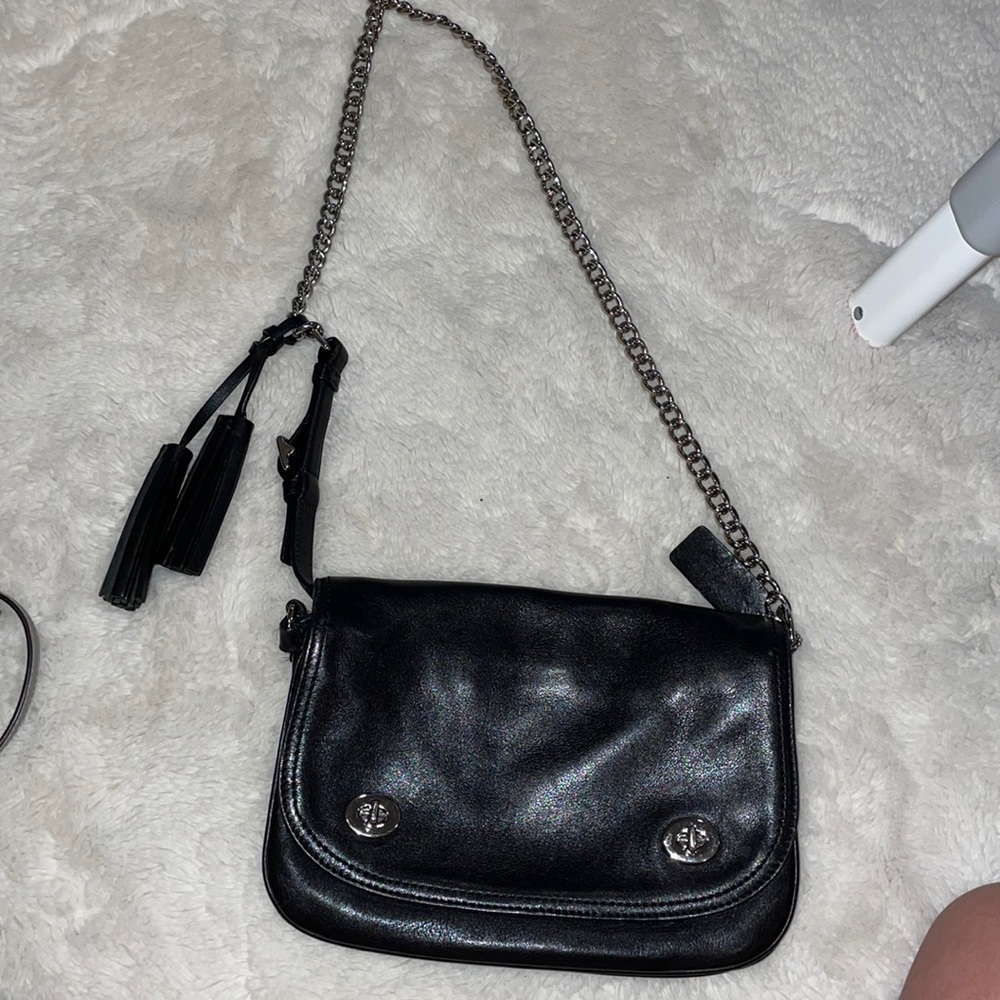 Black Leather Coach Crossbody Bag